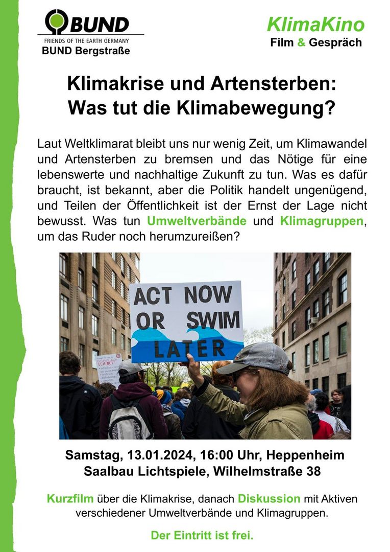 Plakat zum KlimaKino "Wie Klimakrise und Artensterben stoppen?"