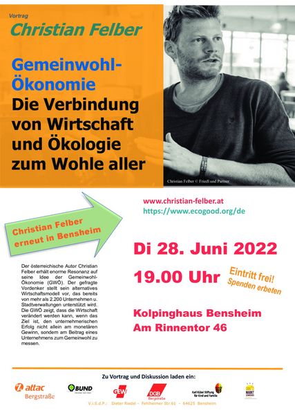 Plakat zum Vortrag von Christian Felber